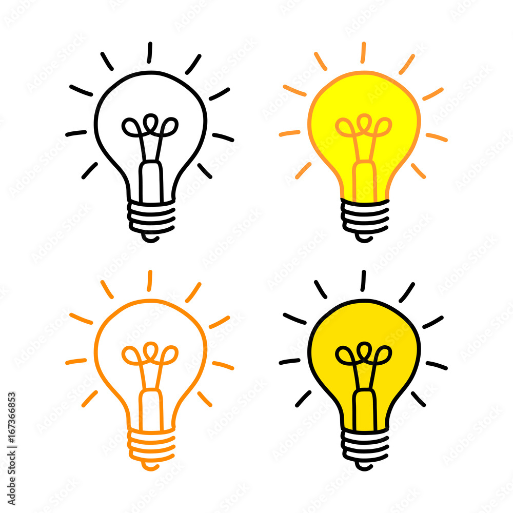 Lightbulb drawings on white background Lightbulb drawings on white background