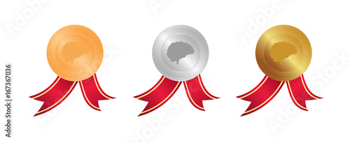 Gehirn - Bronze, Silber, Gold Medaillen