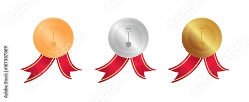 Schaufel - Bronze, Silber, Gold Medaillen