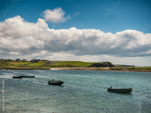 Traditional Irish fishing boats vessels in county Galway, near Letterfrack photo