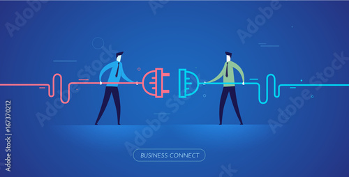 Businessmen connect connectors.