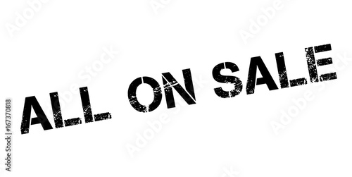 All On Sale rubber stamp. Grunge design with dust scratches. Effects can be easily removed for a clean, crisp look. Color is easily changed.