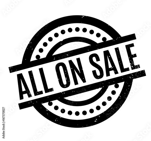 All On Sale rubber stamp. Grunge design with dust scratches. Effects can be easily removed for a clean, crisp look. Color is easily changed.