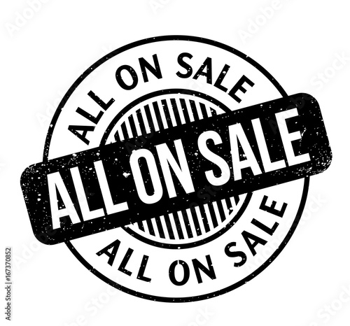 All On Sale rubber stamp. Grunge design with dust scratches. Effects can be easily removed for a clean, crisp look. Color is easily changed.