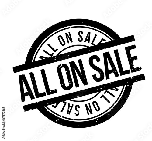 All On Sale rubber stamp. Grunge design with dust scratches. Effects can be easily removed for a clean, crisp look. Color is easily changed.