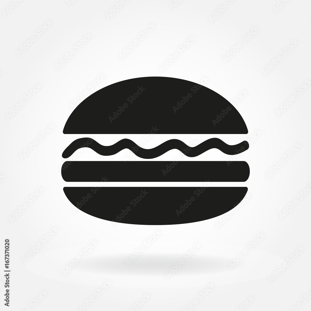 Hamburger or burger icon. Fast food symbol. Vector illustration. Hamburger or burger icon. Fast food symbol. Vector illustration.
