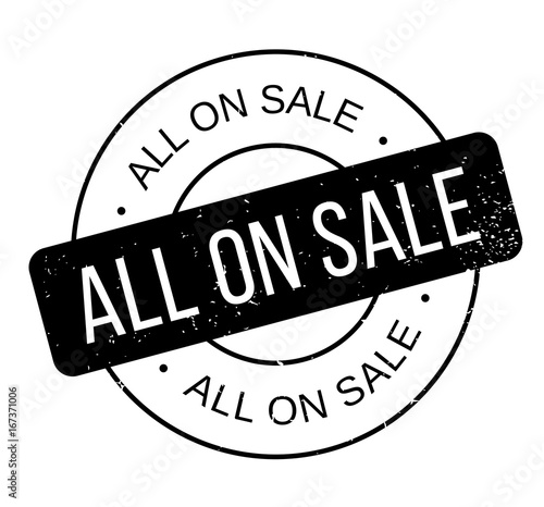 All On Sale rubber stamp. Grunge design with dust scratches. Effects can be easily removed for a clean, crisp look. Color is easily changed.