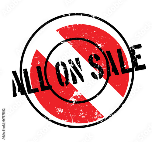 All On Sale rubber stamp. Grunge design with dust scratches. Effects can be easily removed for a clean, crisp look. Color is easily changed.