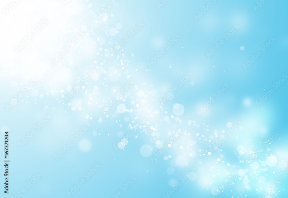 Fototapeta premium Blue glitter sparkles rays lights bokeh Festive Christmas Elegant abstract background.