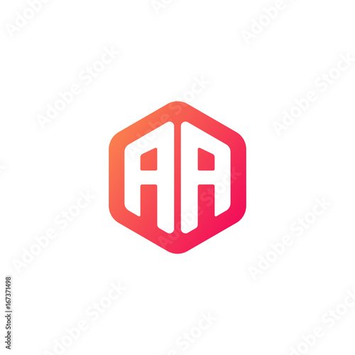 Initial letter aa, rounded hexagon logo, gradient red orange colors
 
