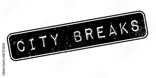 City Breaks rubber stamp. Grunge design with dust scratches. Effects can be easily removed for a clean, crisp look. Color is easily changed.