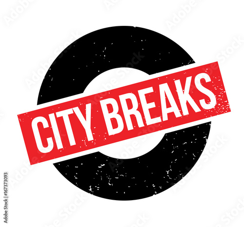 City Breaks rubber stamp. Grunge design with dust scratches. Effects can be easily removed for a clean, crisp look. Color is easily changed.