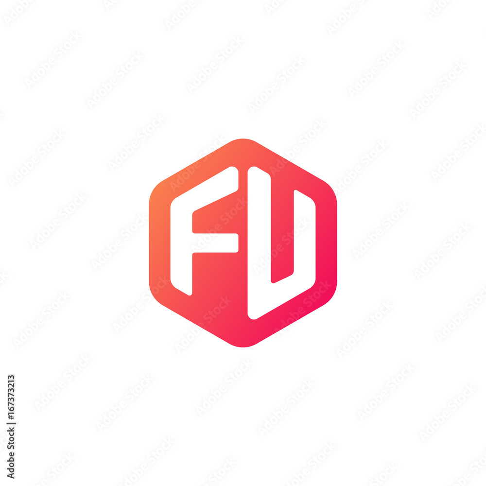 Initial letter fu, rounded hexagon logo, gradient red orange colors
Initial letter fu, rounded hexagon logo, gradient red orange colors