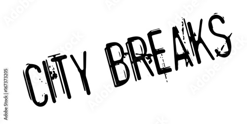 City Breaks rubber stamp. Grunge design with dust scratches. Effects can be easily removed for a clean, crisp look. Color is easily changed.