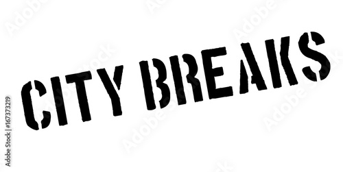 City Breaks rubber stamp. Grunge design with dust scratches. Effects can be easily removed for a clean, crisp look. Color is easily changed.