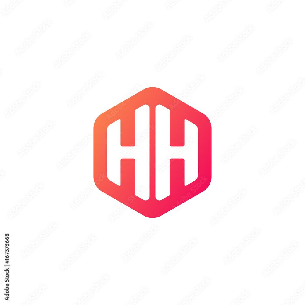 Initial letter hh, rounded hexagon logo, gradient red orange colors
Initial letter hh, rounded hexagon logo, gradient red orange colors