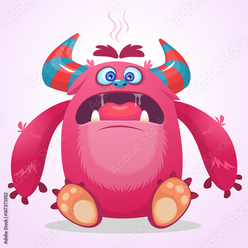 Angry cartoon  monster. Vector Halloween illustration