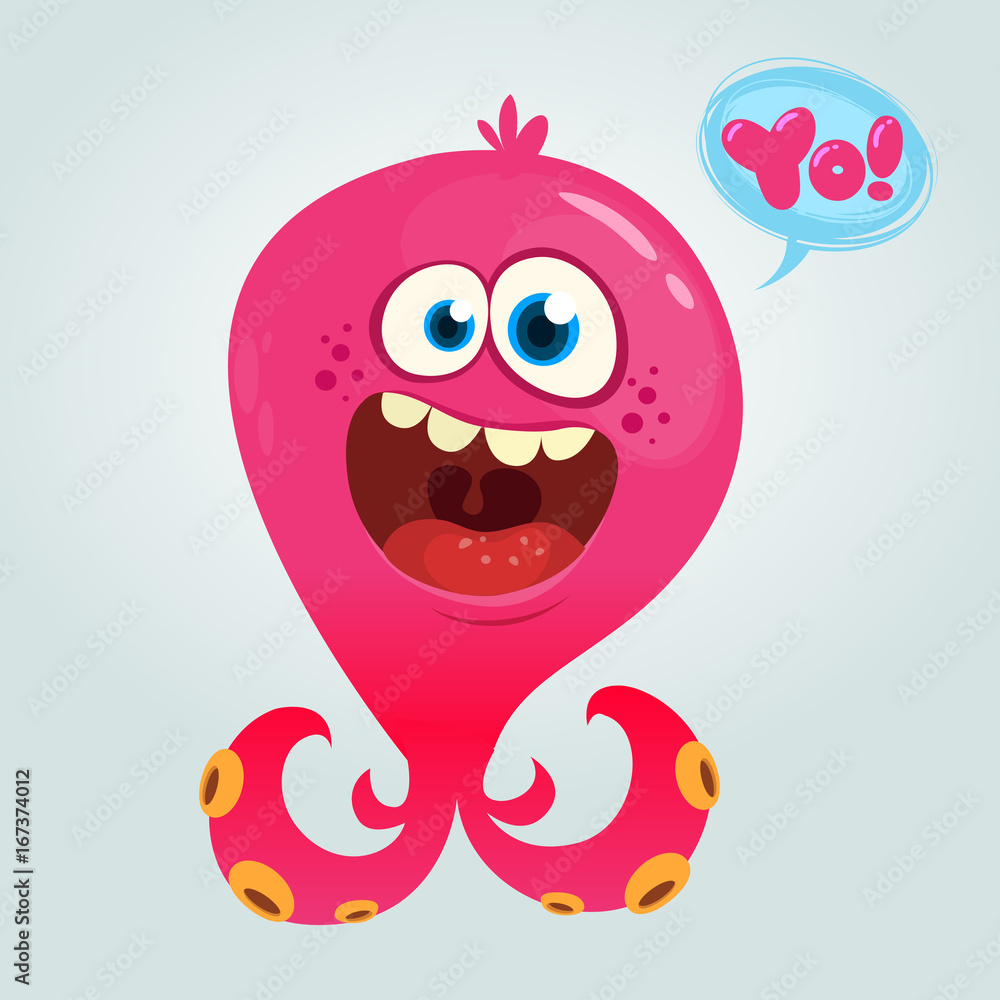 Cute alien octopus monster cartoon. Halloween vector illustration isolated Cute alien octopus monster cartoon. Halloween vector illustration isolated