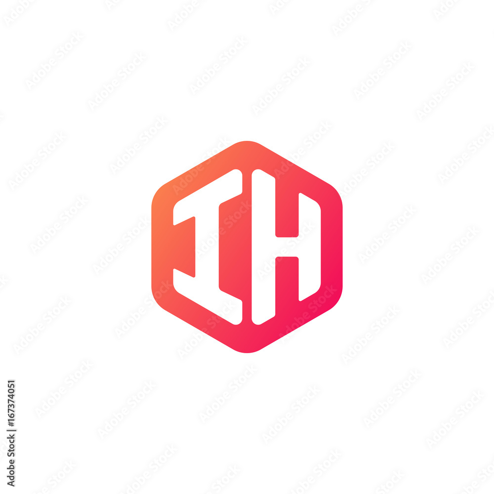 Initial letter ih, rounded hexagon logo, gradient red orange colors
Initial letter ih, rounded hexagon logo, gradient red orange colors