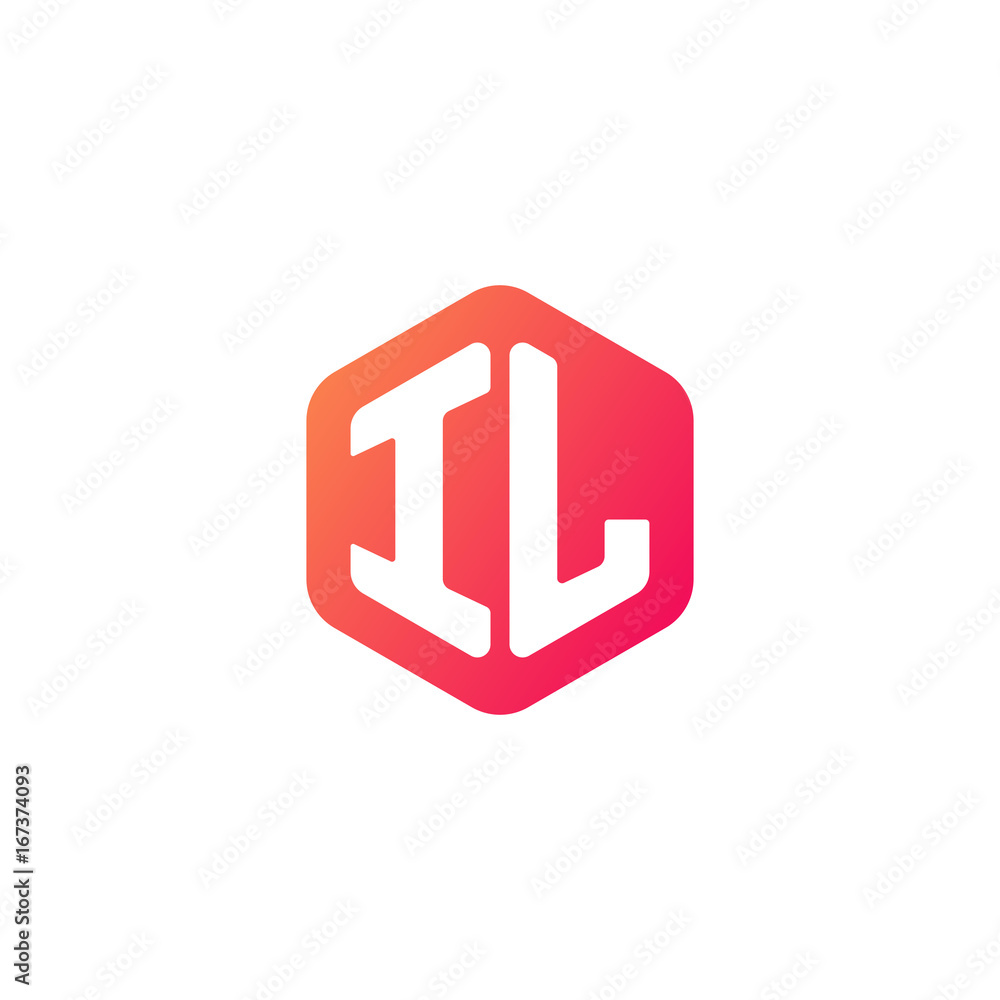 Initial letter il, rounded hexagon logo, gradient red orange colors
Initial letter il, rounded hexagon logo, gradient red orange colors