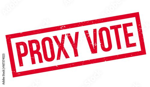 Proxy Vote rubber stamp. Grunge design with dust scratches. Effects can be easily removed for a clean, crisp look. Color is easily changed.