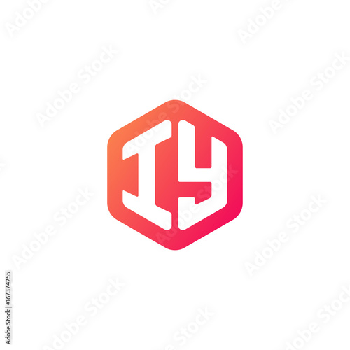 Free Download Initial letter iy, rounded hexagon logo, gradient red orange colors - GFXLoad