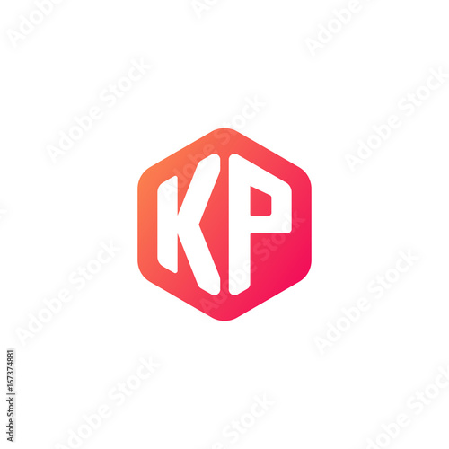 Free Download Initial letter kp, rounded hexagon logo, gradient red orange colors - GFXLoad