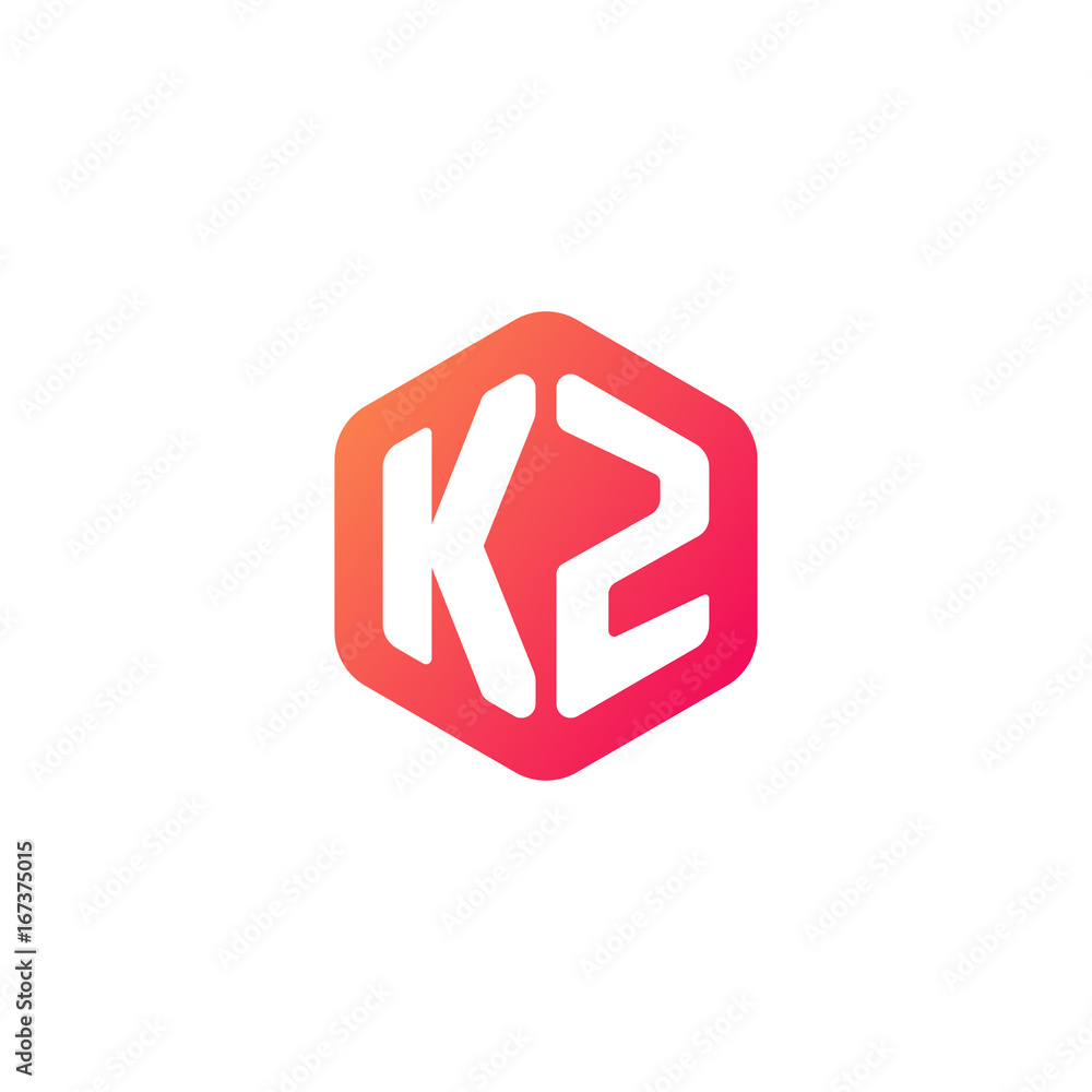 Initial letter kz, rounded hexagon logo, gradient red orange colors Initial letter kz, rounded hexagon logo, gradient red orange colors