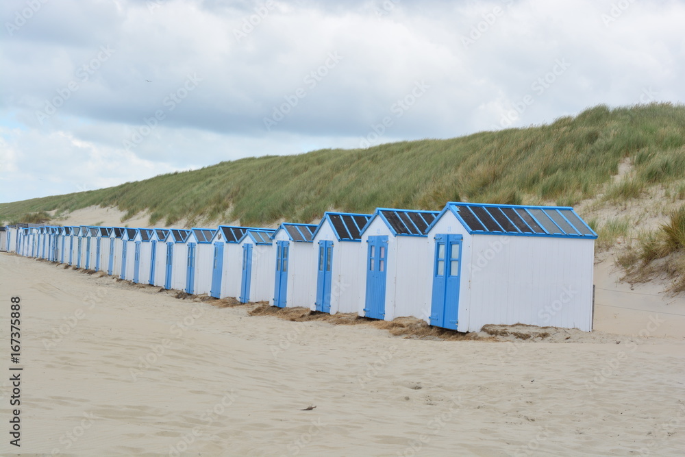 Changing cabins on a beach on the Dutch island of Texel