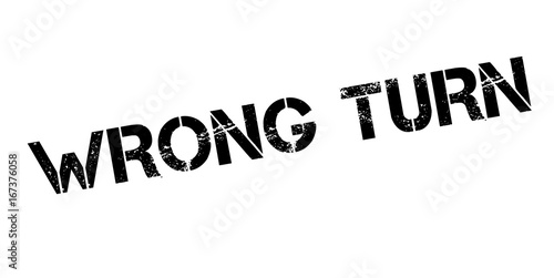 Wrong Turn rubber stamp. Grunge design with dust scratches. Effects can be easily removed for a clean, crisp look. Color is easily changed.