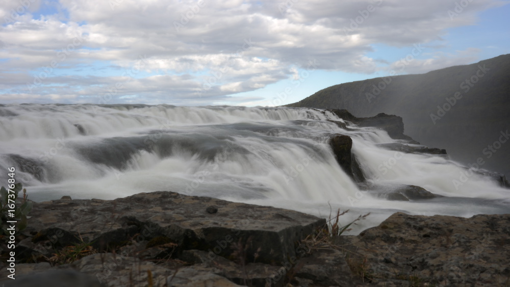 A close view of Gullfoss waterfall in Iceland A close view of Gullfoss waterfall in Iceland