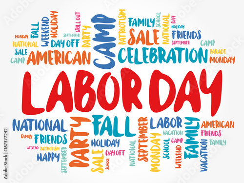 Labor Day word cloud collage, holiday concept background