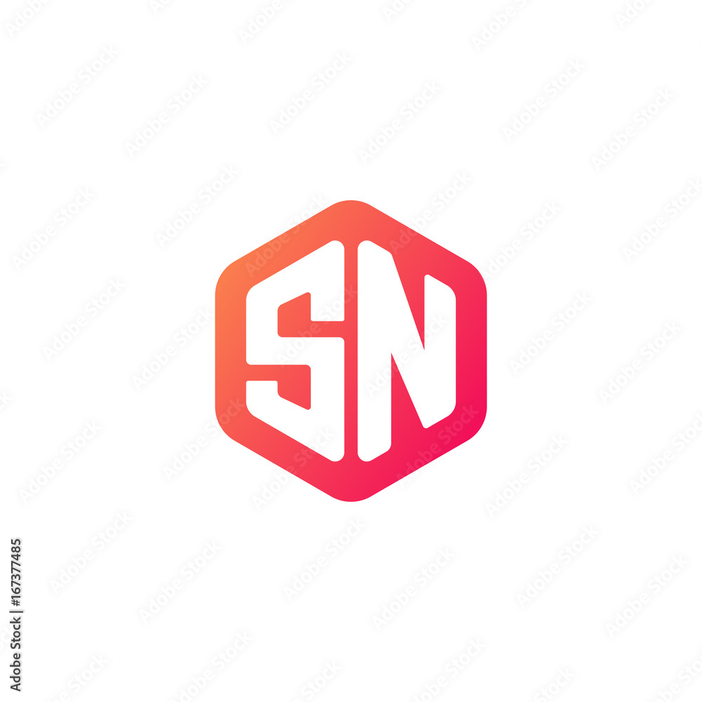 Initial letter sn, rounded hexagon logo, gradient red orange colors
Initial letter sn, rounded hexagon logo, gradient red orange colors