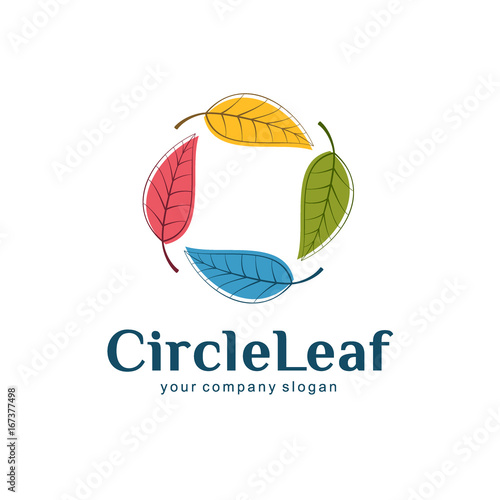 Vector logo design for business. Circle leaf