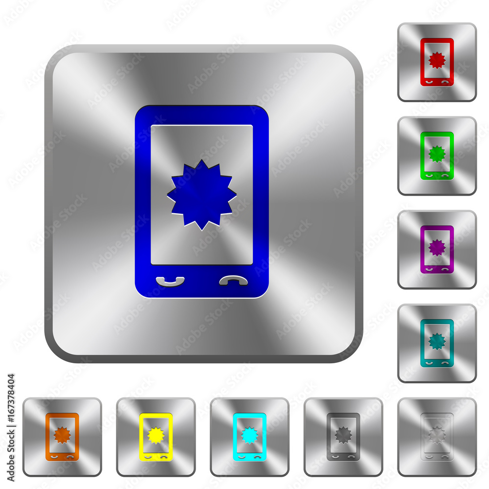 Mobile warranty rounded square steel buttons Mobile warranty rounded square steel buttons
