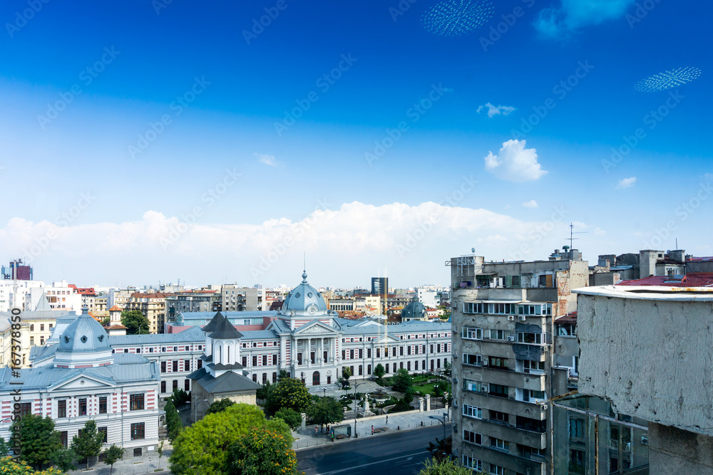 Obraz premium street view of downtown in Bucharest, Romanian
