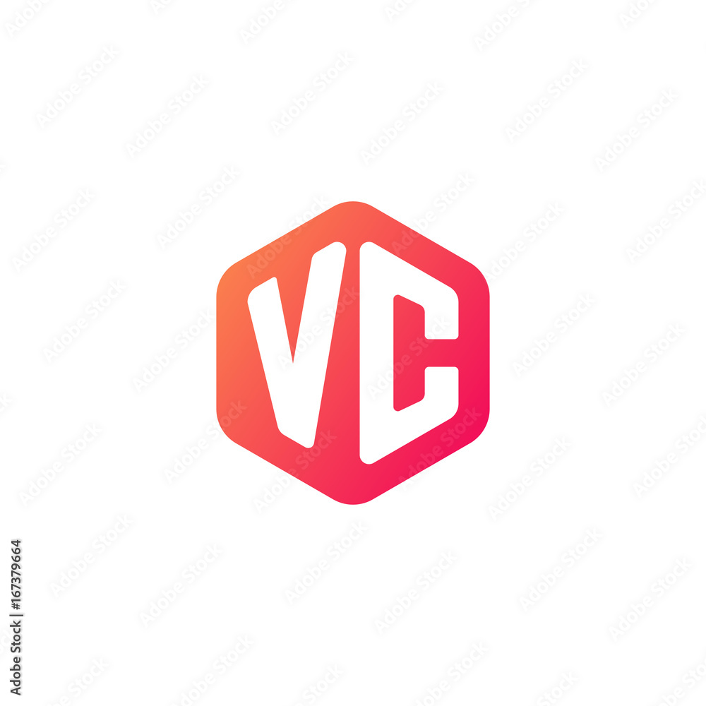 Initial letter vc, rounded hexagon logo, gradient red orange colors
Initial letter vc, rounded hexagon logo, gradient red orange colors