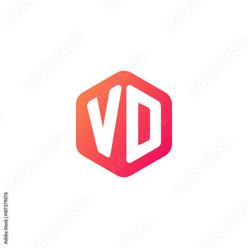 Free Download Initial letter vd, rounded hexagon logo, gradient red orange colors	
 
 - GFXLoad