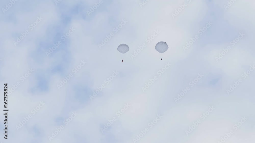 Parachutists fly in the sky - slowmotion 60fps Parachutists fly in the sky - slowmotion 60fps