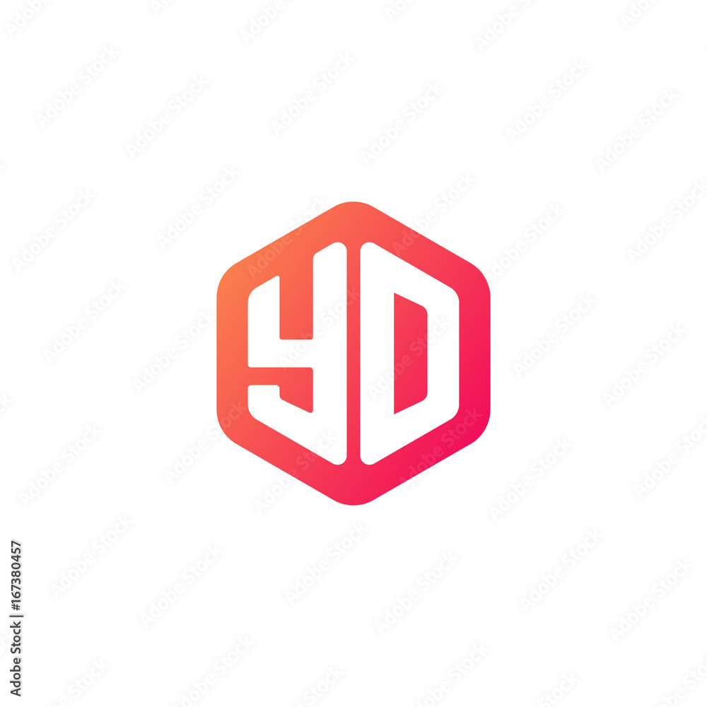 Initial letter yd, rounded hexagon logo, gradient red orange colors
Initial letter yd, rounded hexagon logo, gradient red orange colors
