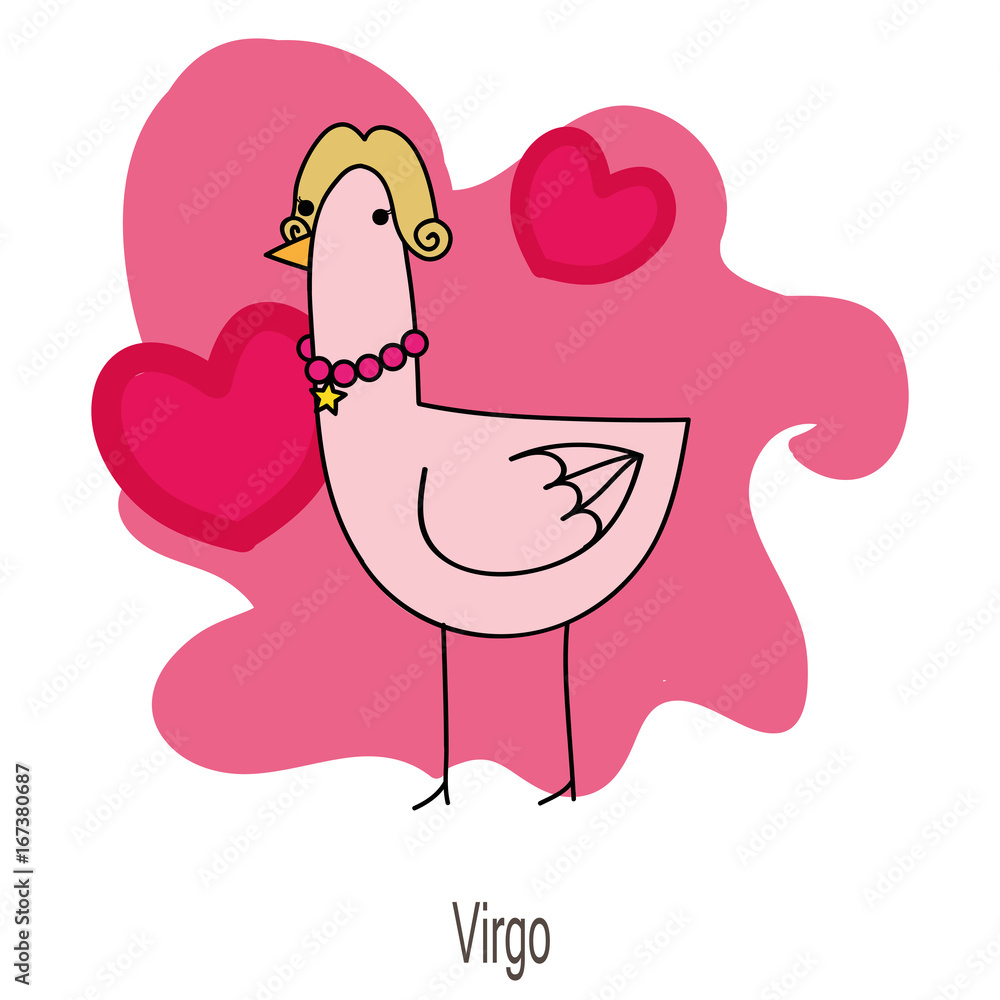 Funny horoscope with duck character. Virgo. Stock Vector | Adobe Stock