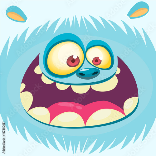 Cartoon yeti face. Vector bigfoot snowman. Design for t-shirt print, sticker or illustration 