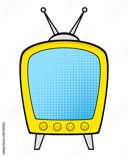 Bright TV set in pop art retro comic style, vector illustration