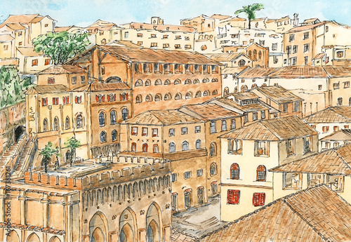 Siena (Tuscany, Italy) ancient city architecture