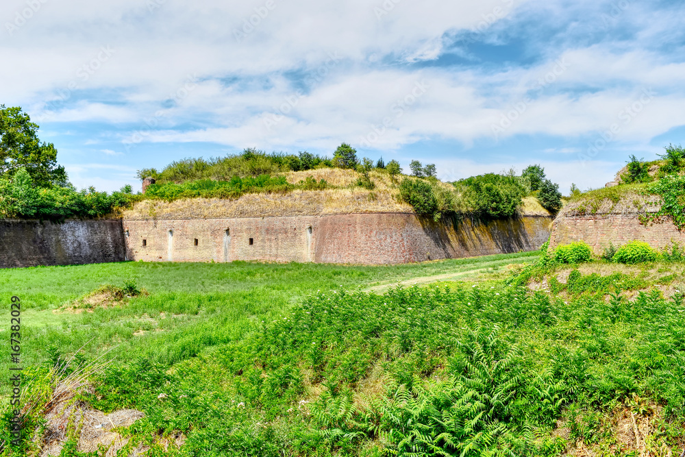 Walls of abandoned ancient Cittadella of Alessandria in Italy. HDR effect.