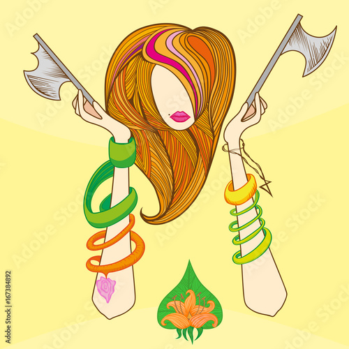 vegeterian girl food axes flover vector