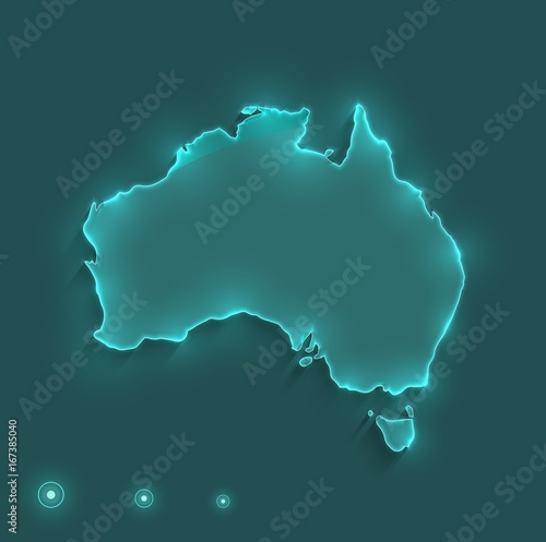 Australia map light neon vector