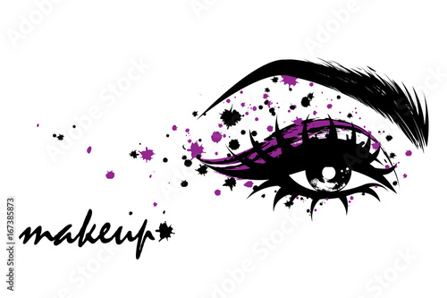 illustration of eye makeup and brow on white background
