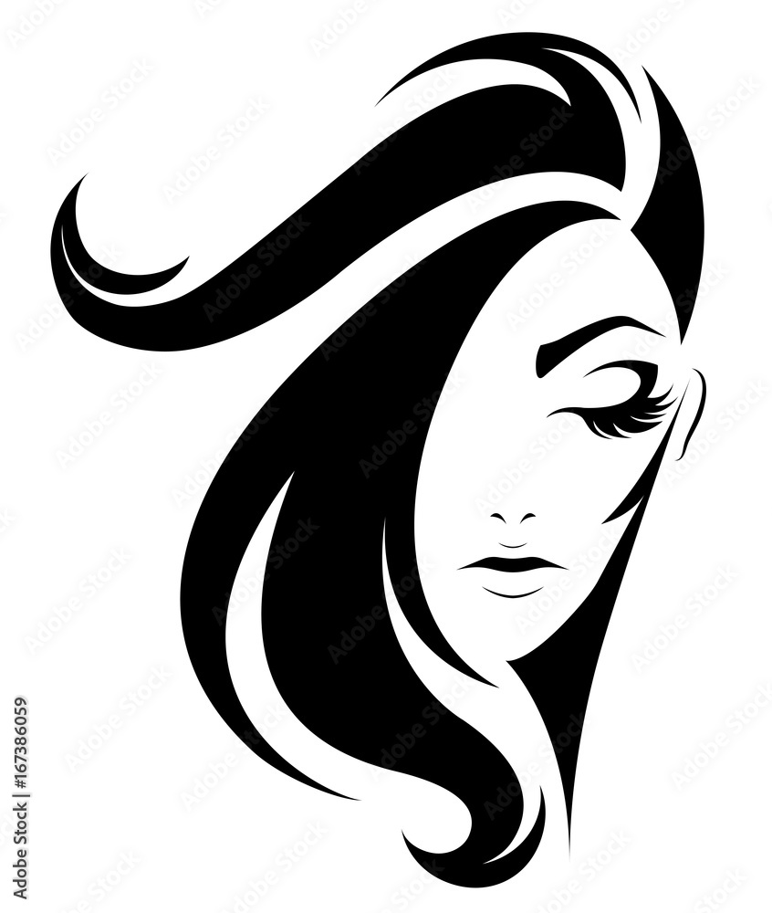women short hair style icon, logo women on white background women short hair style icon, logo women on white background