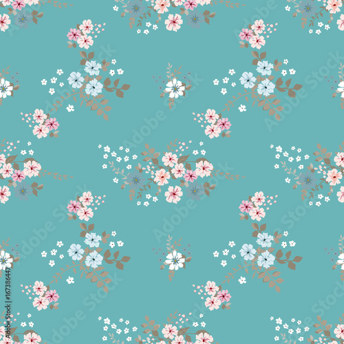 Elegant gentle trendy pattern in small-scale flower. Millefleurs. Liberty style. Floral seamless background for textile, cotton fabric, covers, manufacturing, wallpapers, print, gift wrap and scrapboo